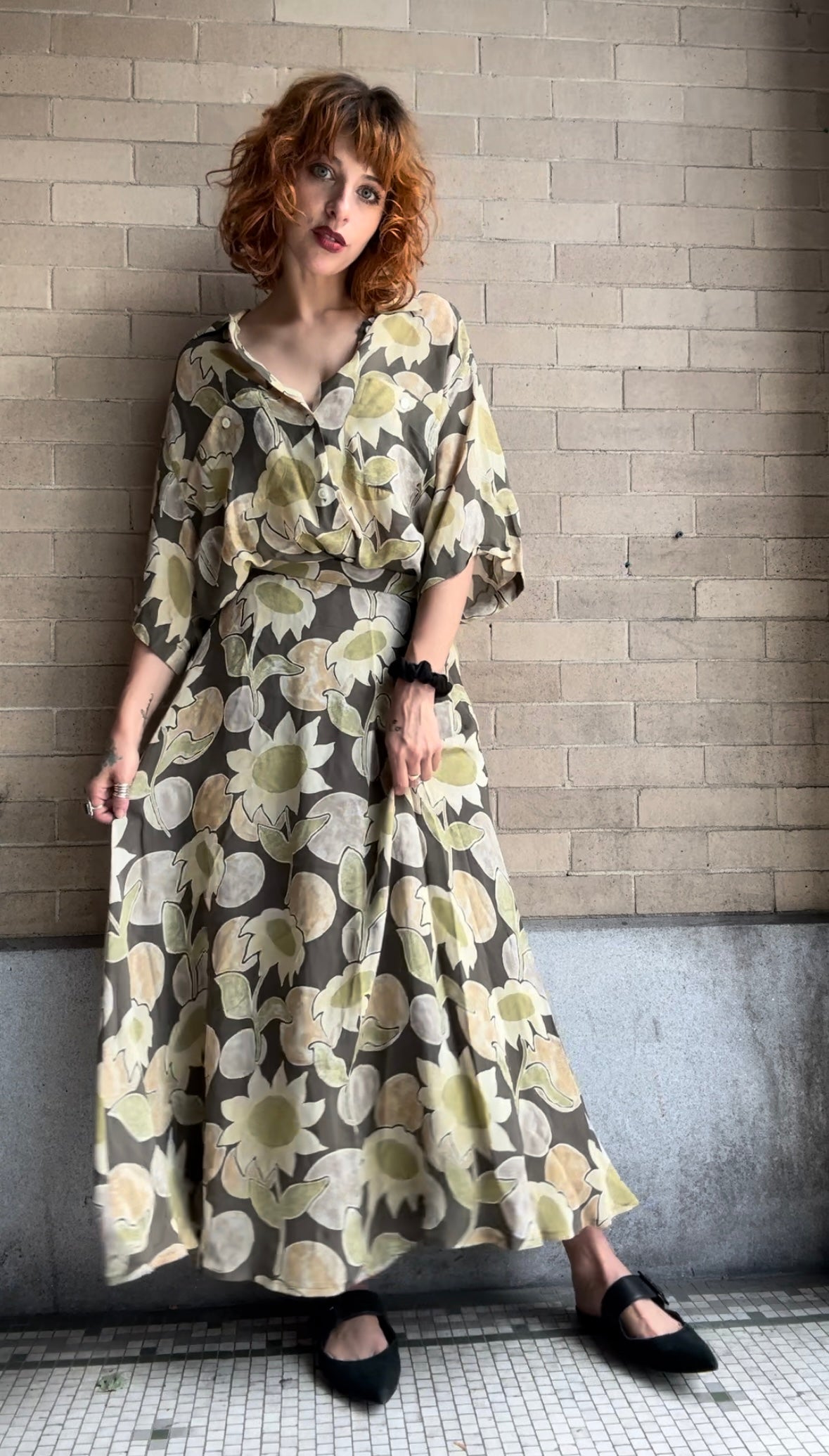 Jaeger Sunflower Skirt / Blouse Set - M / L