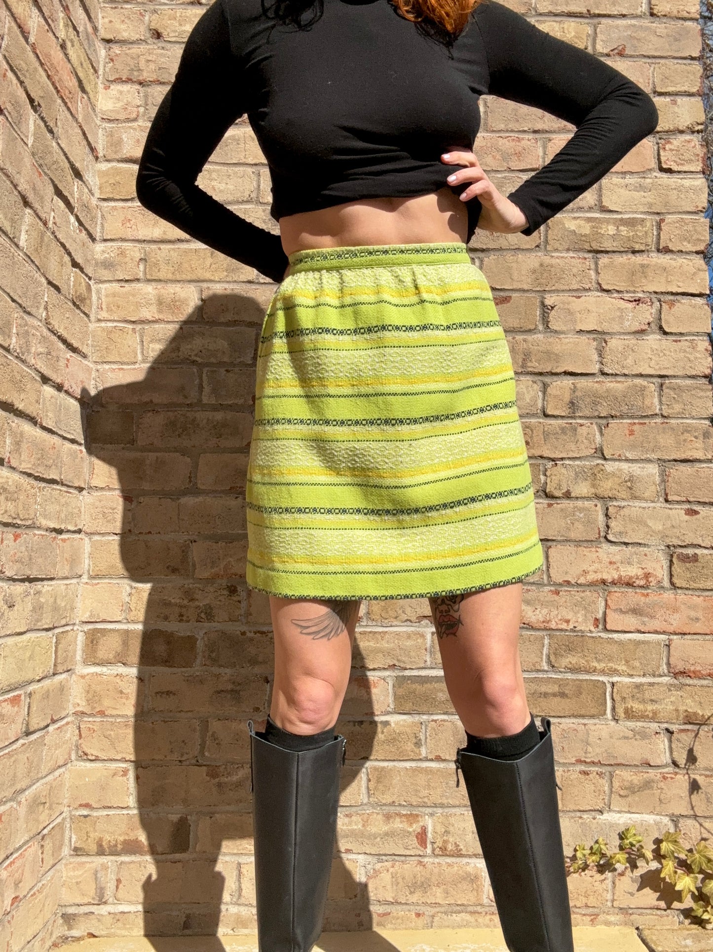 Arsenic Green Mod 60s Mini Skirt - Bobbie Brooks - 25