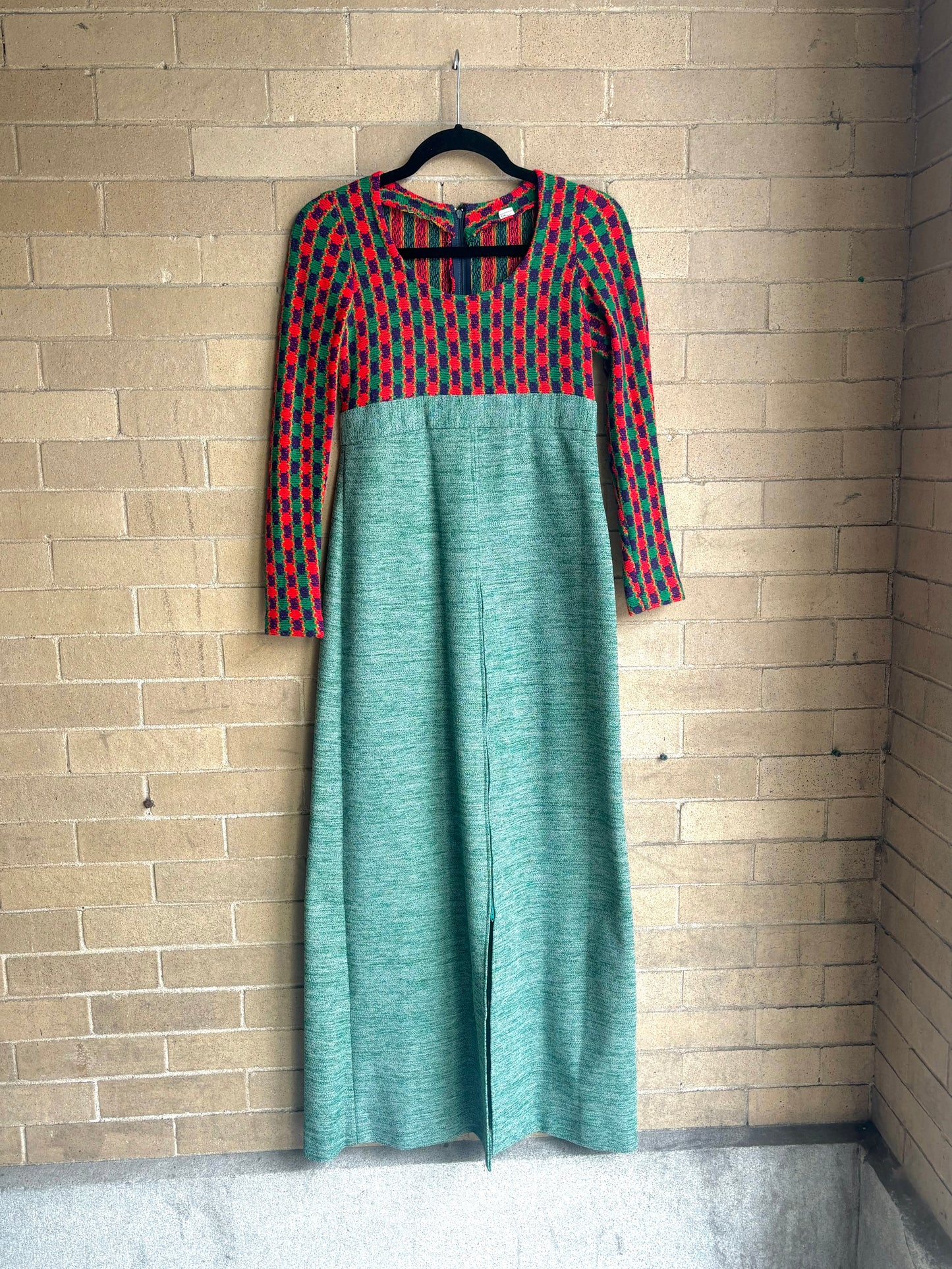 70s Maxi Dress with Slit - comparable to a size 2