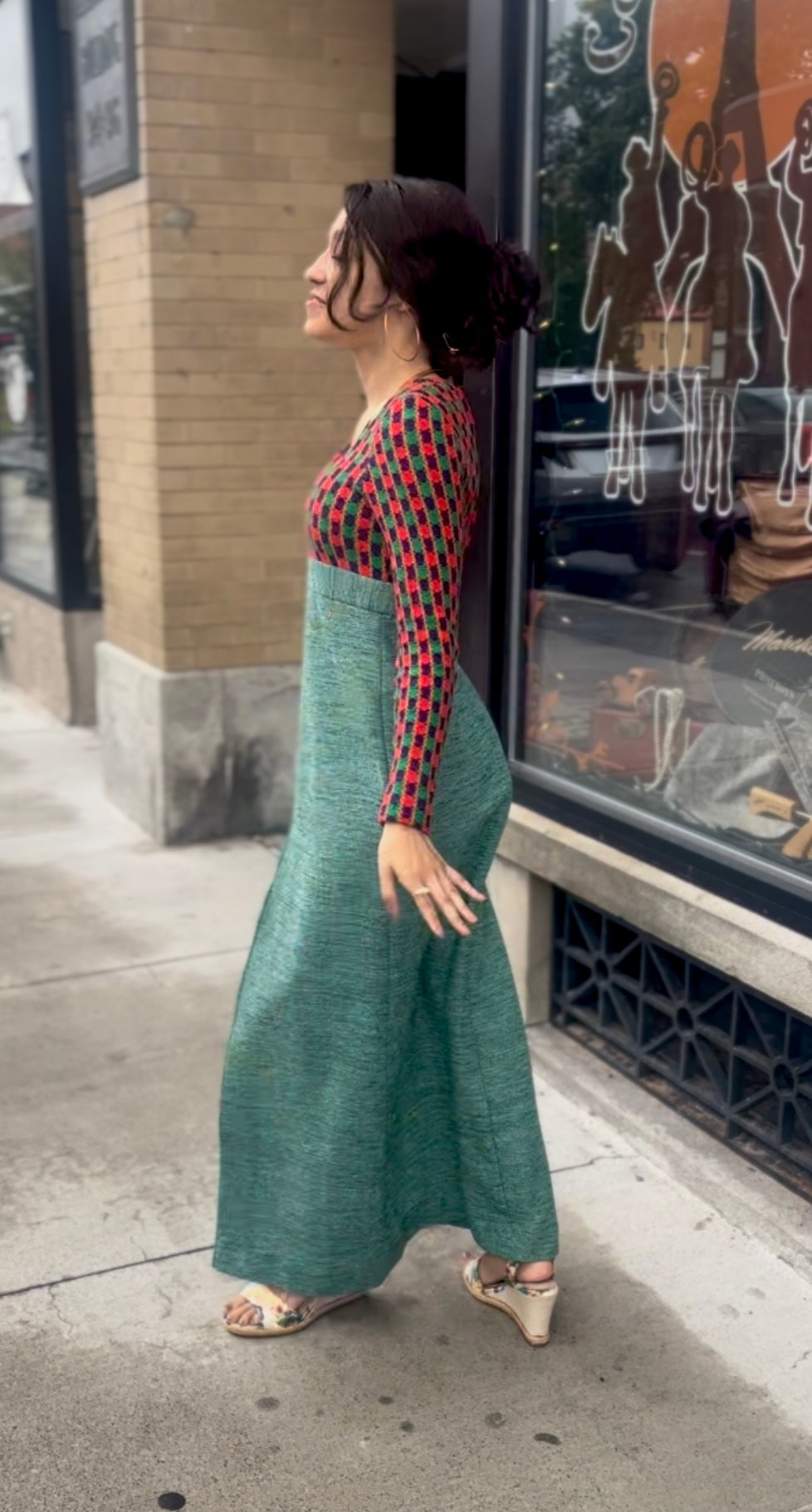 70s Maxi Dress with Slit - comparable to a size 2