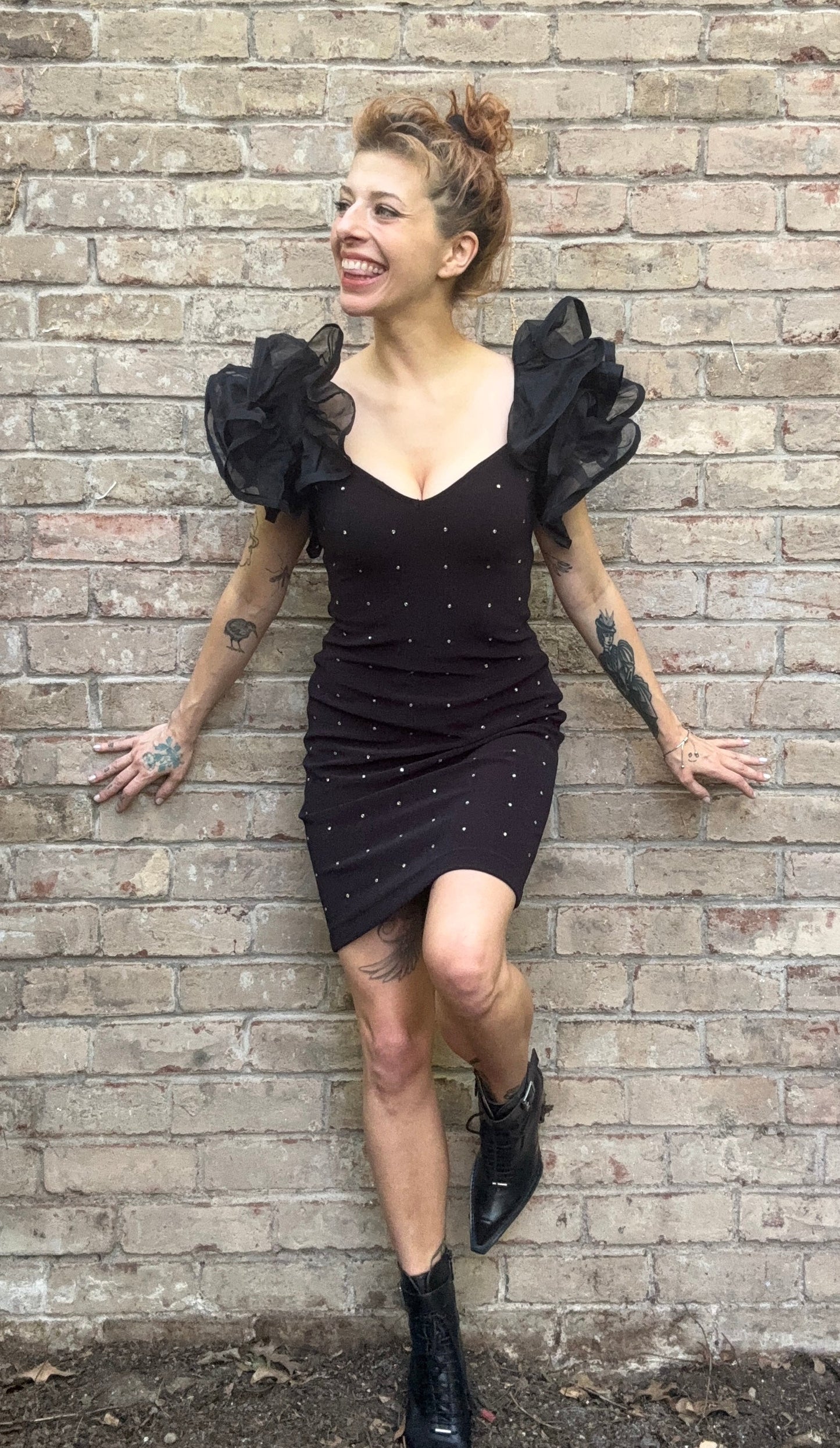 Caché Puff Sleeve LBD - size 6