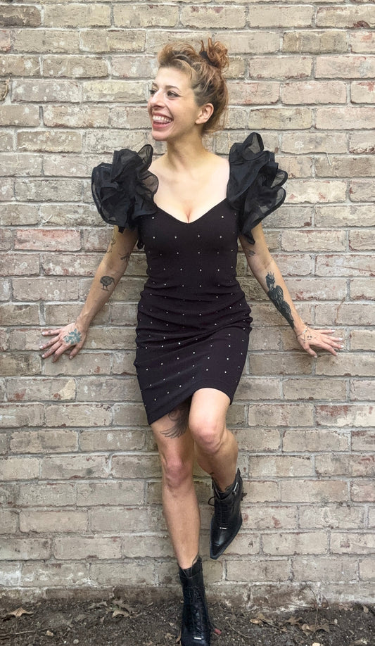 Caché Puff Sleeve LBD - size 6