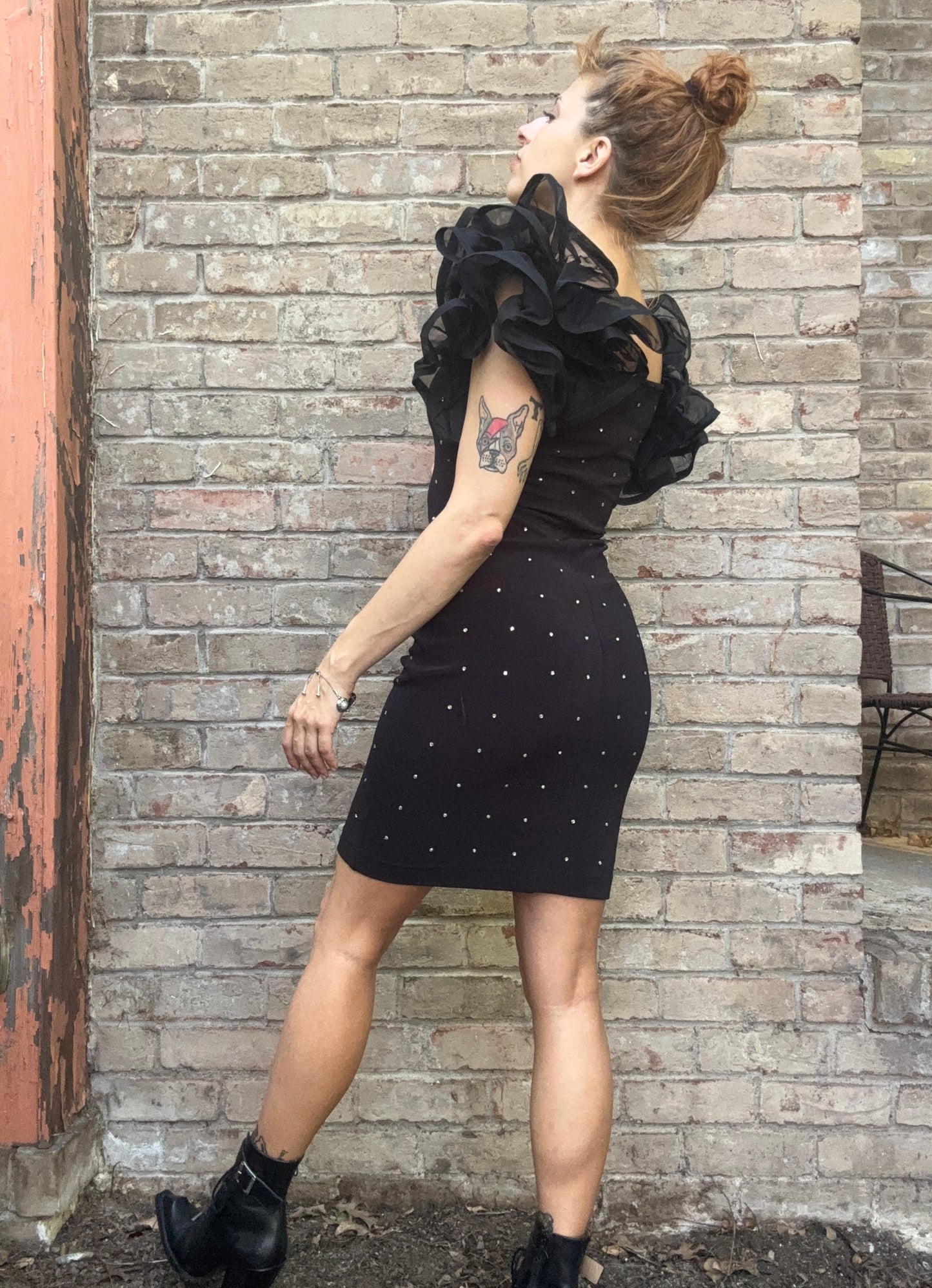 Caché Puff Sleeve LBD - size 6
