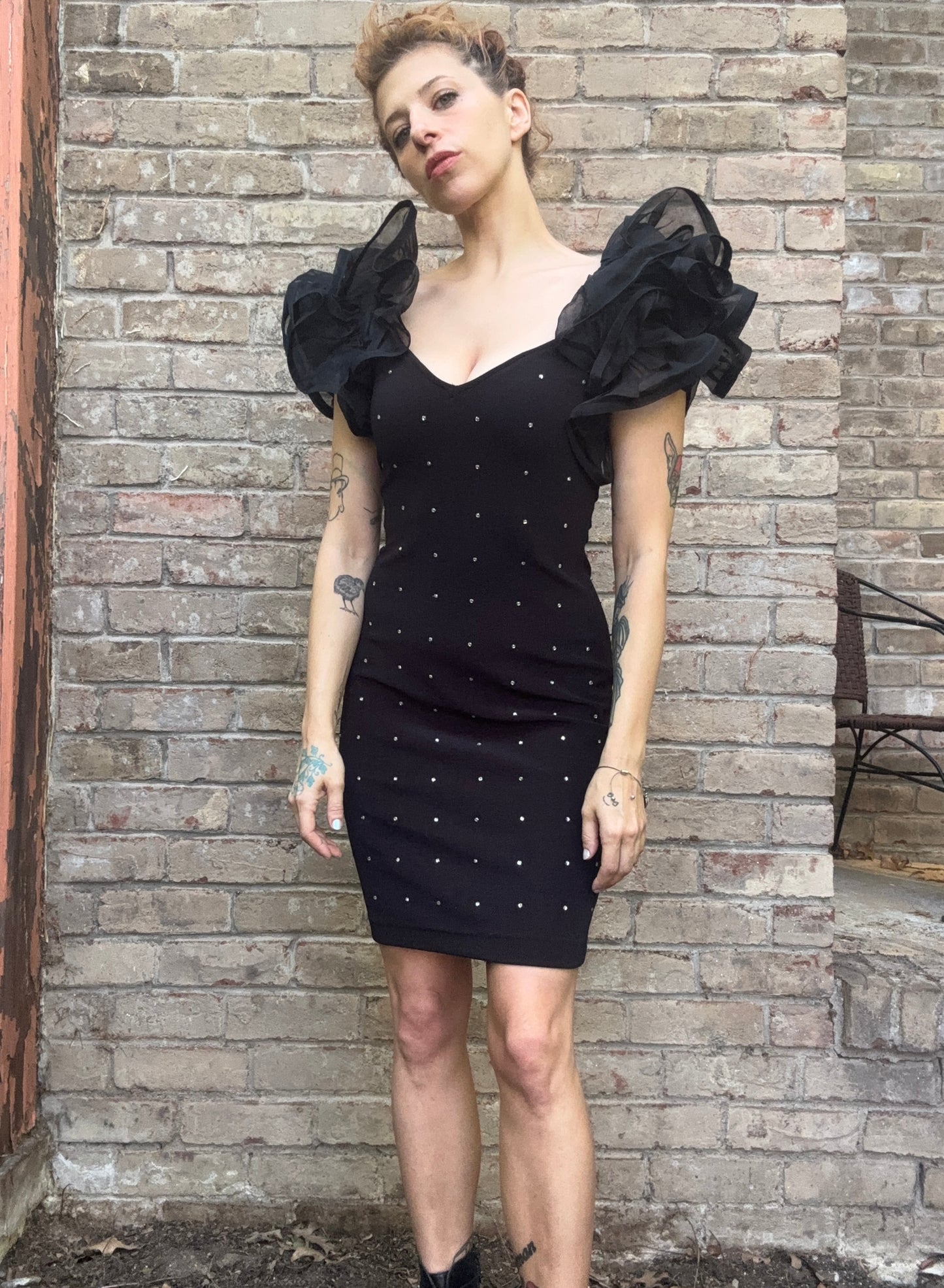 Caché Puff Sleeve LBD - size 6