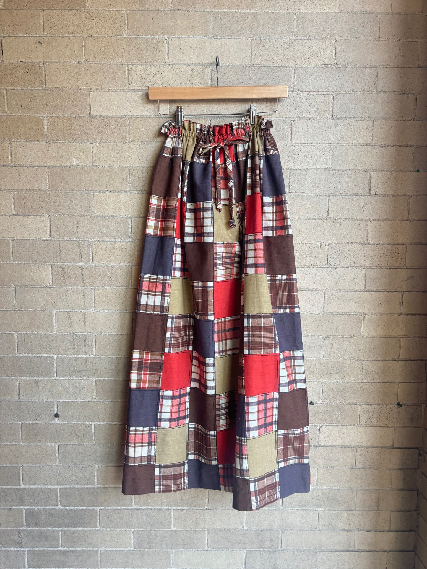 Faux patchwork 1970s maxi skirt