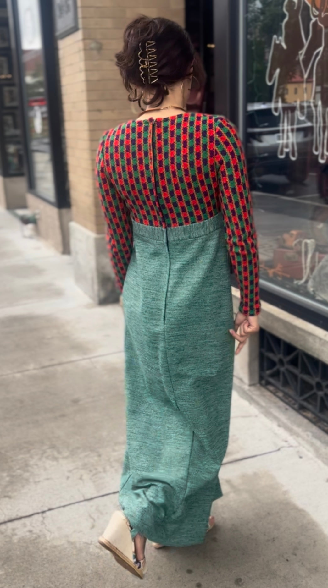 70s Maxi Dress with Slit - comparable to a size 2