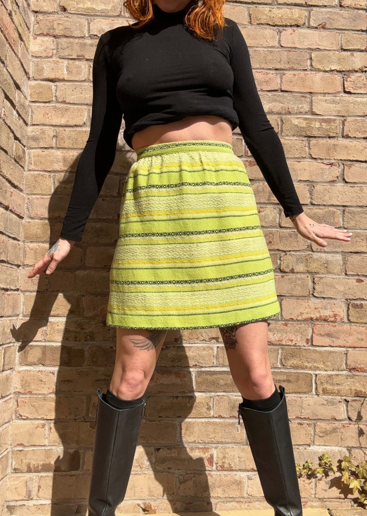 Arsenic Green Mod 60s Mini Skirt - Bobbie Brooks - 25