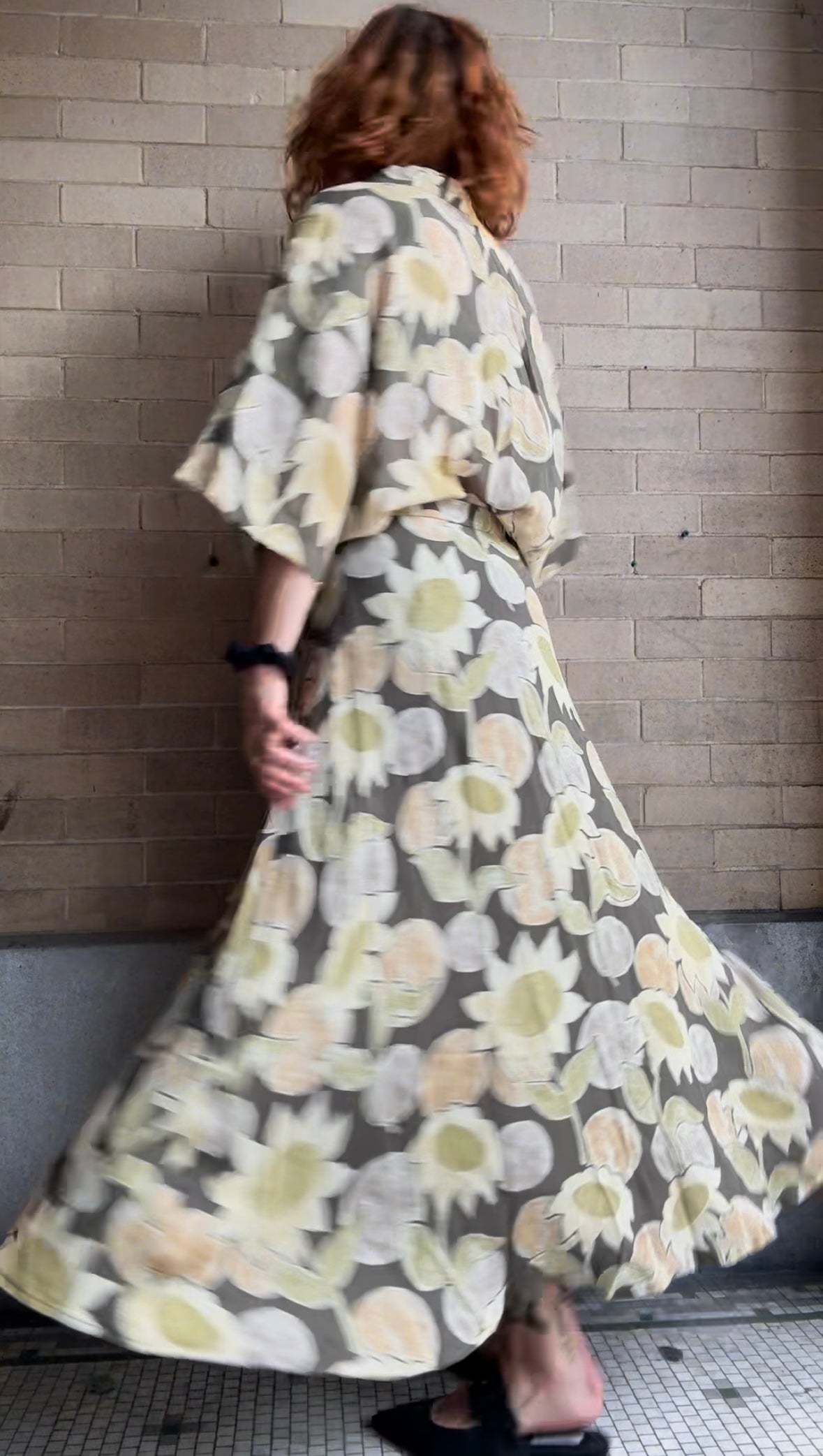 Jaeger Sunflower Skirt / Blouse Set - M / L