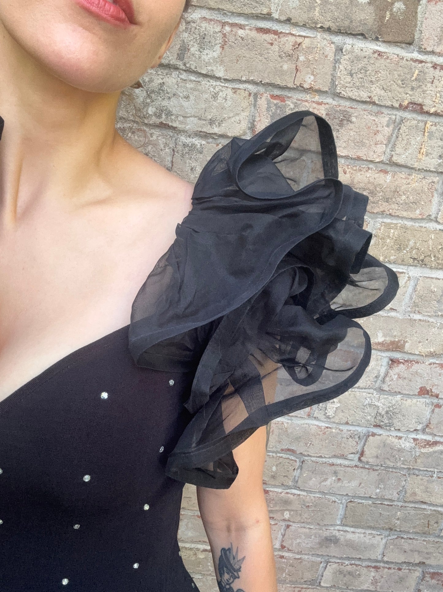 Caché Puff Sleeve LBD - size 6