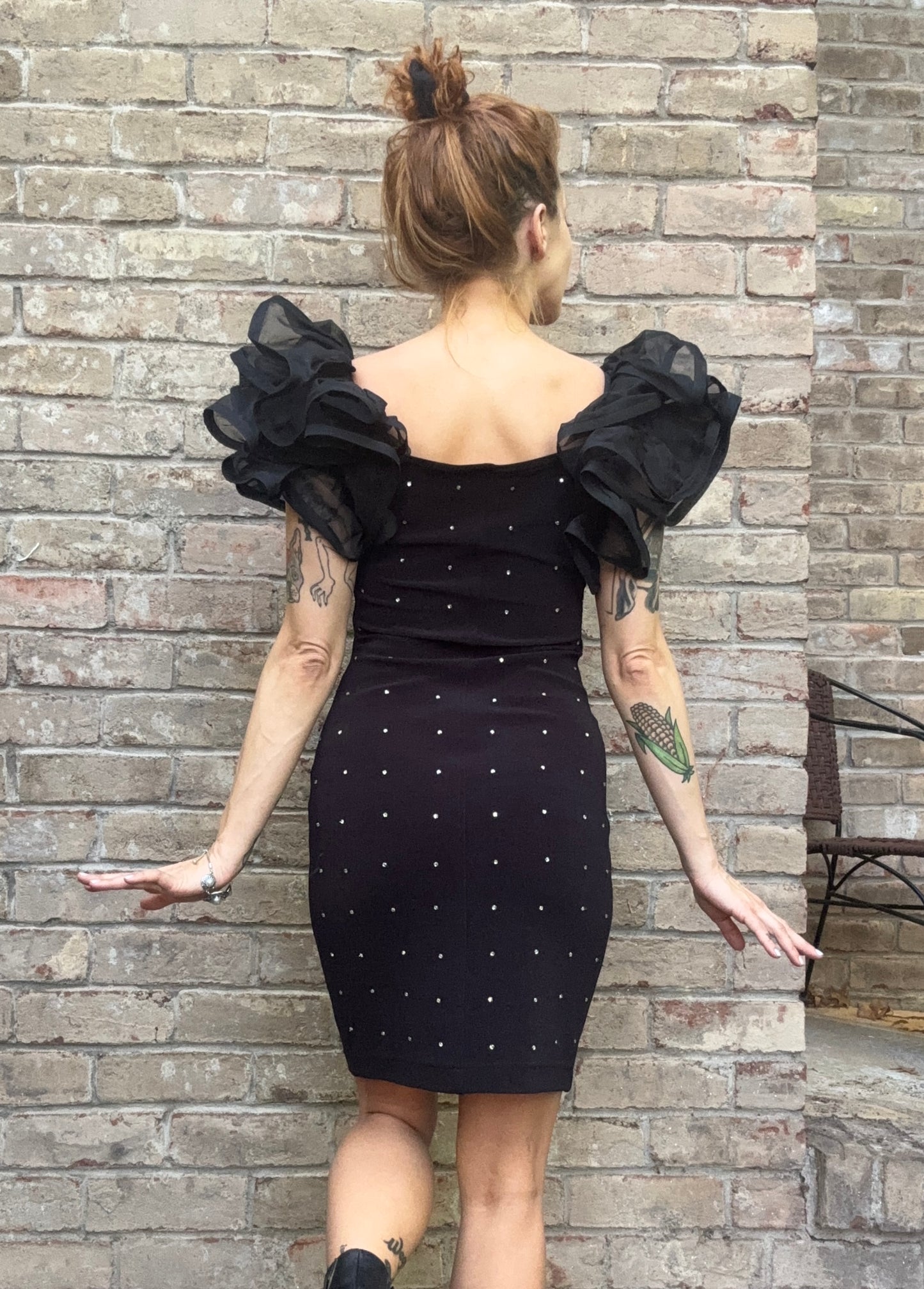 Caché Puff Sleeve LBD - size 6