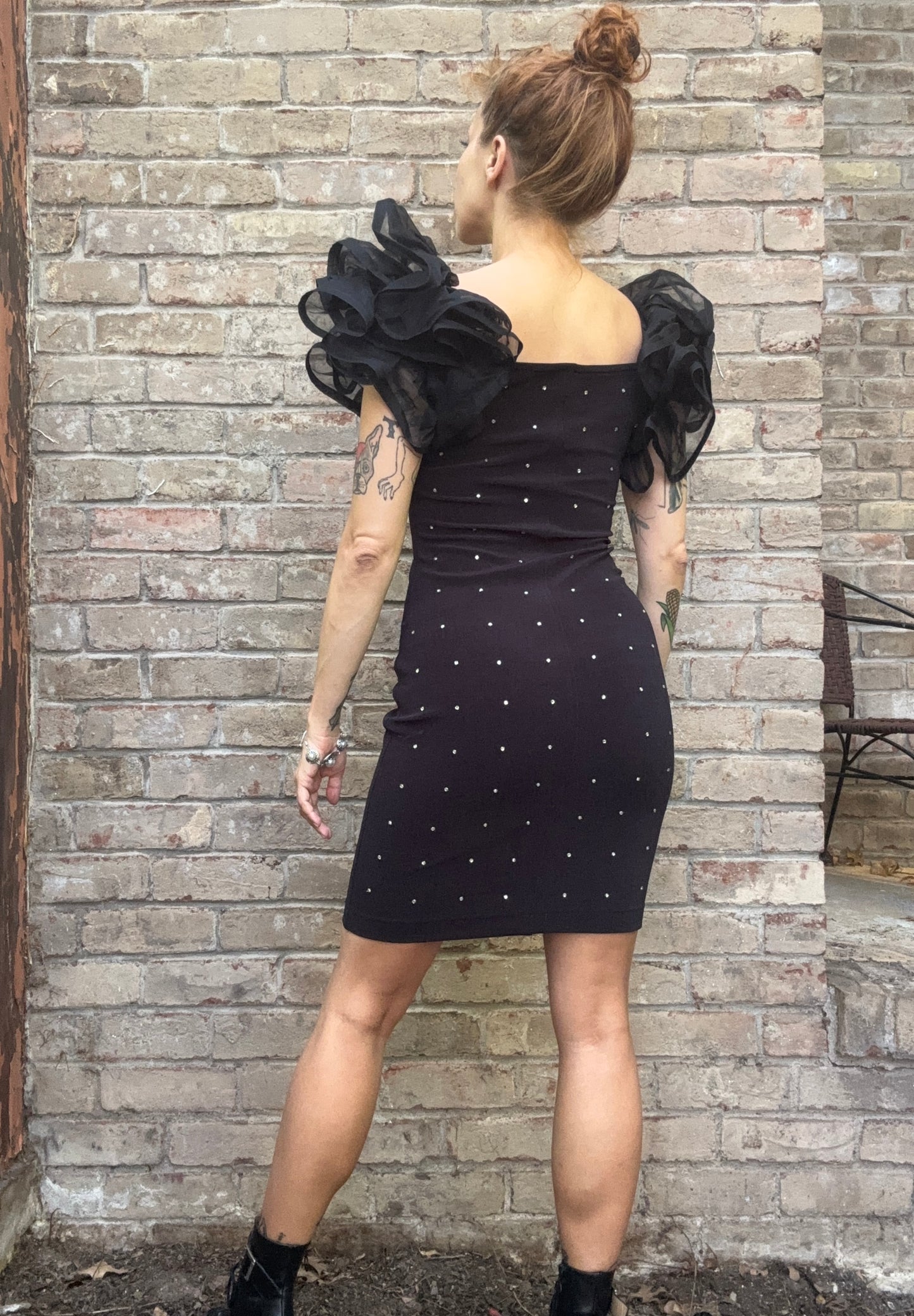 Caché Puff Sleeve LBD - size 6