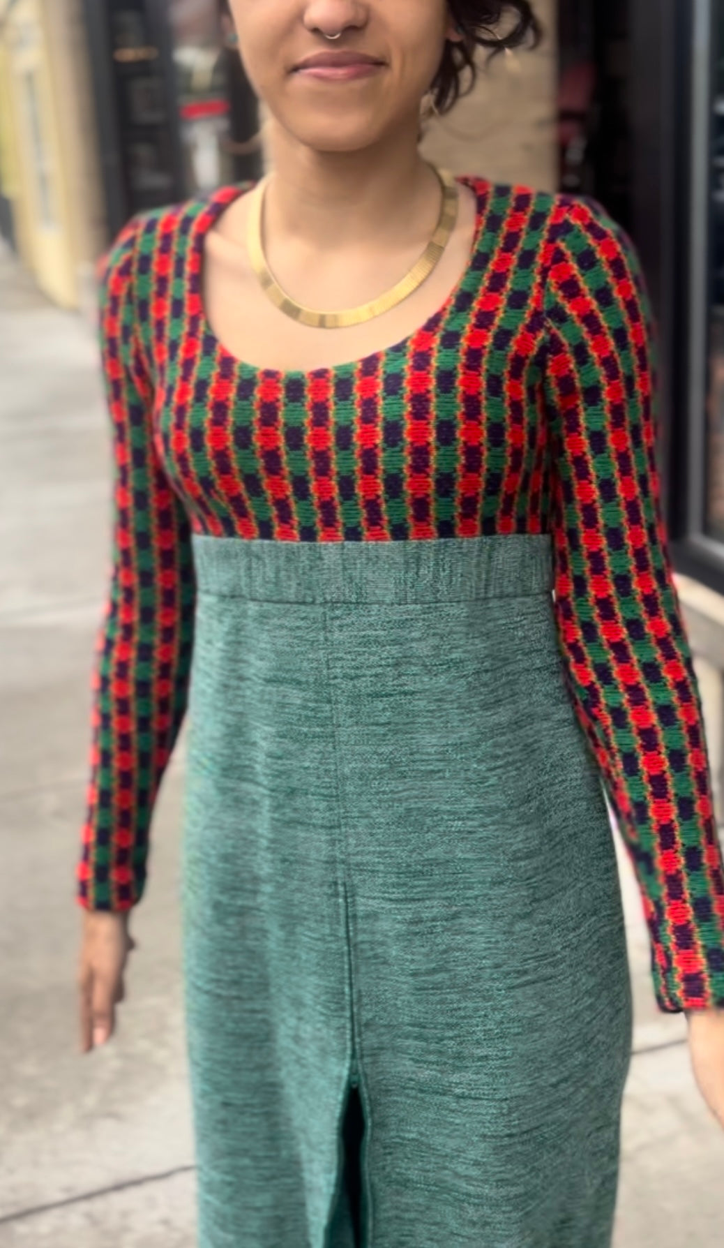 70s Maxi Dress with Slit - comparable to a size 2