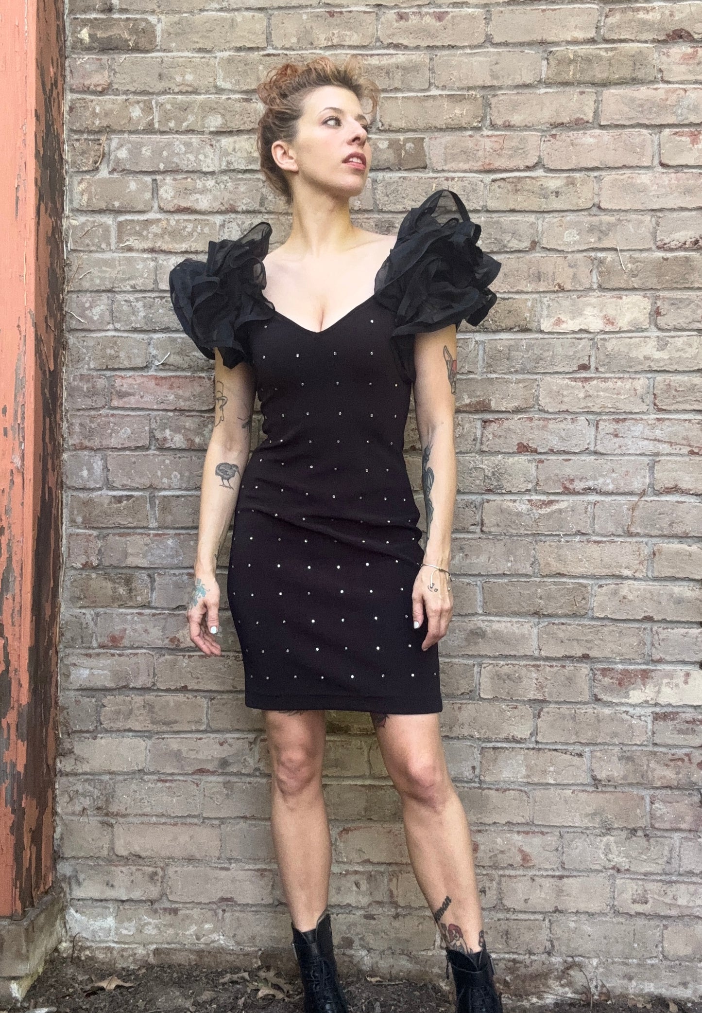 Caché Puff Sleeve LBD - size 6