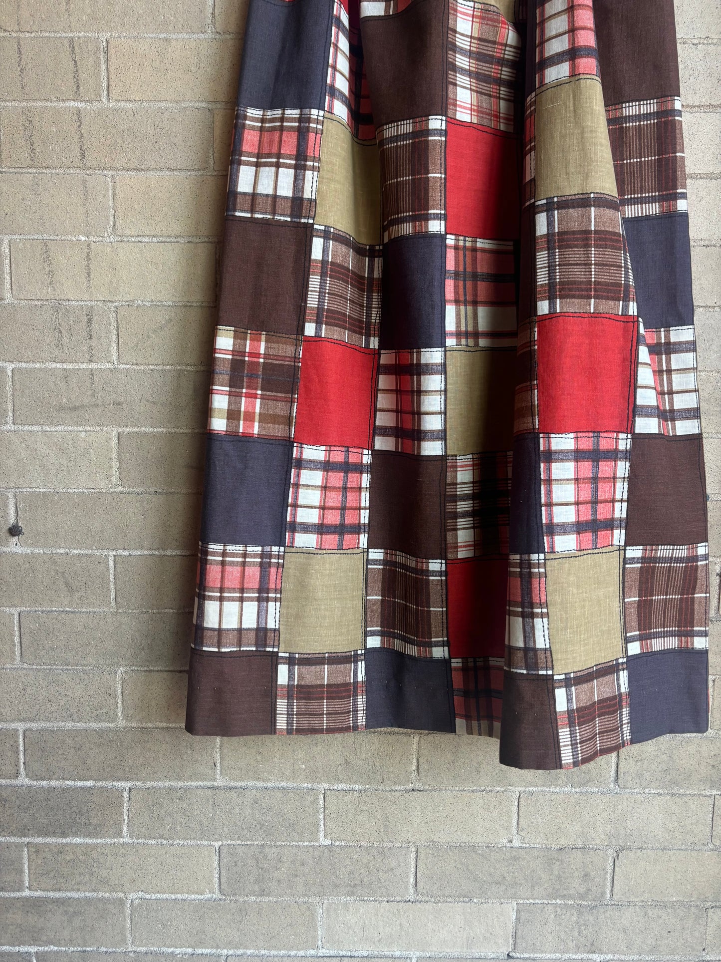 Faux patchwork 1970s maxi skirt