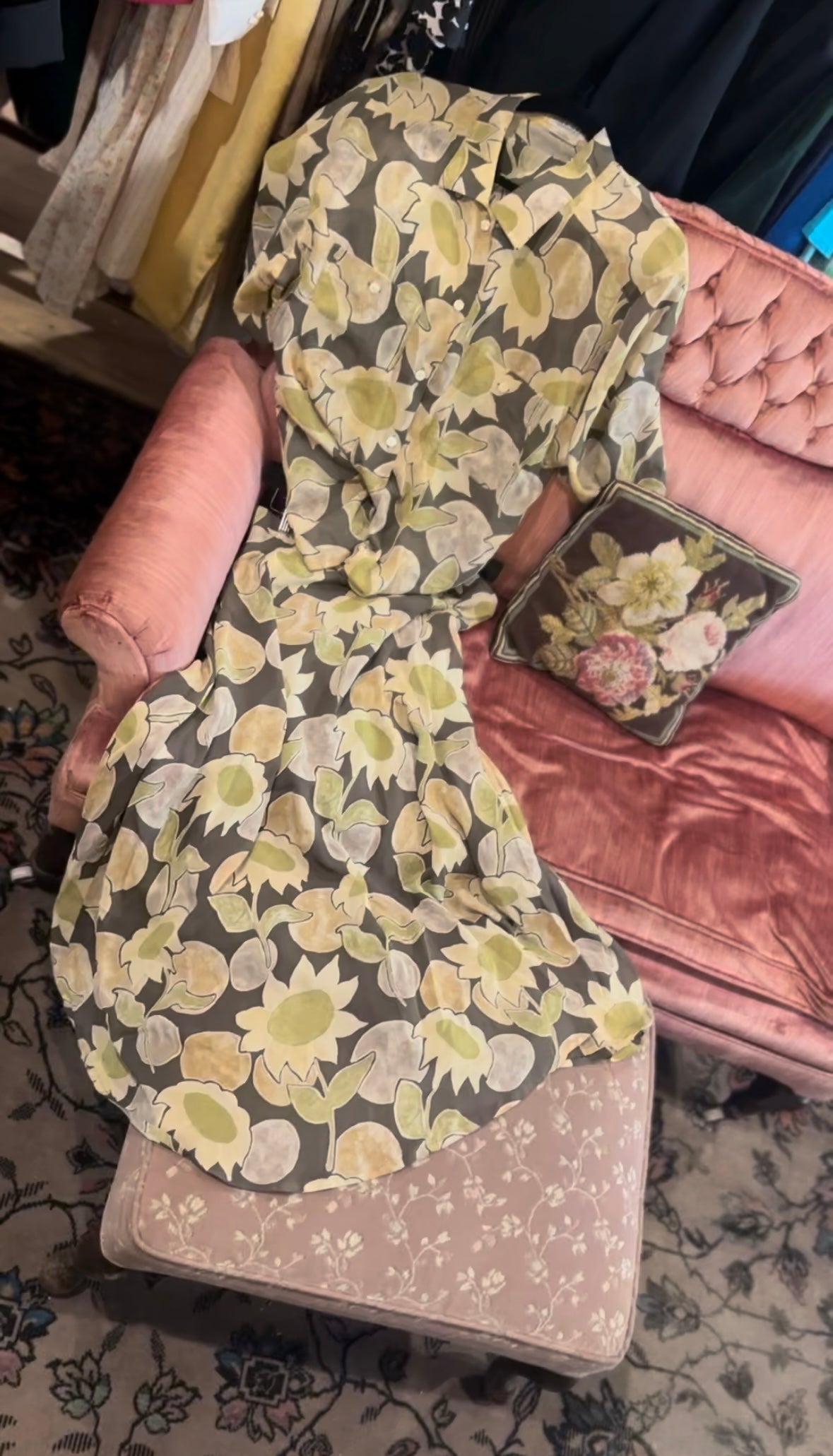 Jaeger Sunflower Skirt / Blouse Set - M / L